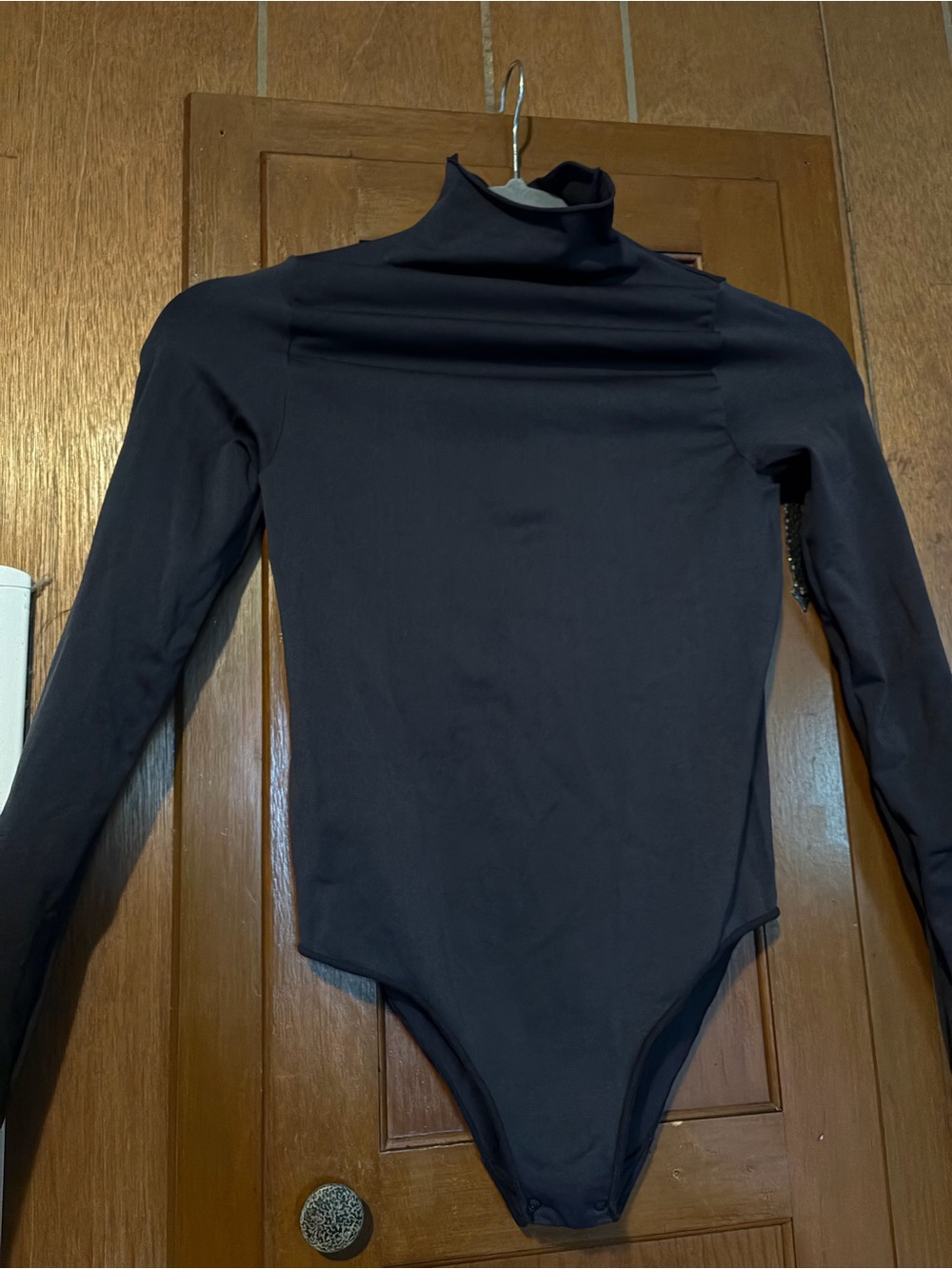 SKIMS Black Long-Sleeve Turtleneck One-Piece Bodysuit